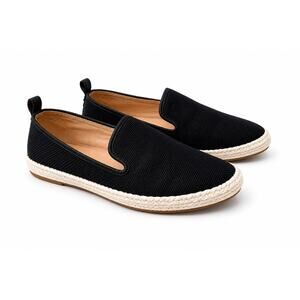ALEX MARIE Raanata Black Espadrille Platform Slip On Flats Leather Loafers | 7